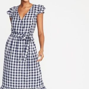 Old Navy Wrap Gingham Midi Dress